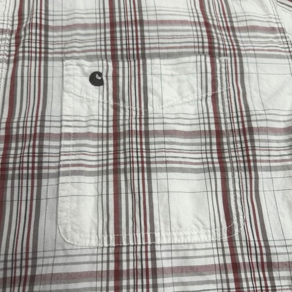 Carhartt Plaid Shirt Mens 2XL Casual Button Up Short Sleeve Chest Pocket - Picture 6 of 9